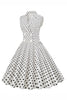 Load image into Gallery viewer, White Polka Dots Lapel Neck 1950s Dress