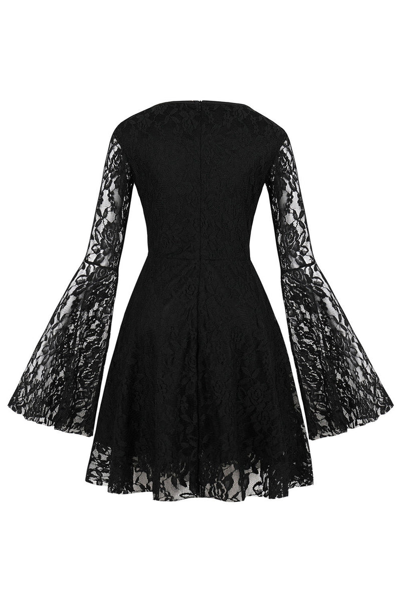 Load image into Gallery viewer, Black Long Sleeves Lace Halloween Dress