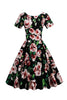 Load image into Gallery viewer, Rose Print Crew Neck Vintage Dress