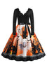 Load image into Gallery viewer, V-Neck Printed Halloween Dress with Belt