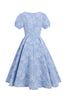 Load image into Gallery viewer, Puff Sleeves Jacquard 1950s Dress