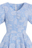 Load image into Gallery viewer, Puff Sleeves Jacquard 1950s Dress