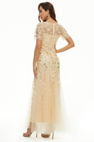 Load image into Gallery viewer, Leaves Sequins Mother Dress with Short Sleeves