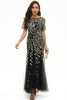 Load image into Gallery viewer, Leaves Sequins Mother Dress with Short Sleeves