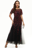 Load image into Gallery viewer, Leaves Sequins Mother Dress with Short Sleeves