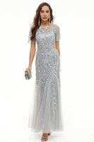 Load image into Gallery viewer, Leaves Sequins Mother Dress with Short Sleeves