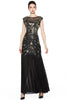 Load image into Gallery viewer, Black Sequin Long 1920s Dress