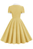 Load image into Gallery viewer, V Neck Yellow Vintage Dress with Button