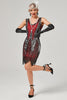 Load image into Gallery viewer, Black Golden Scoop Neck 1920s Dress