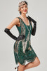 Load image into Gallery viewer, Black Golden Scoop Neck 1920s Dress