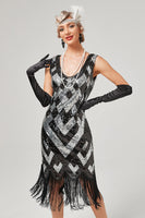 Load image into Gallery viewer, Green Scoop Neck Sleeveless Flapper Dress With Fringes