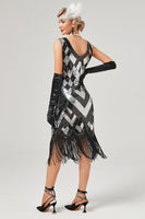 Load image into Gallery viewer, Green Scoop Neck Sleeveless Flapper Dress With Fringes