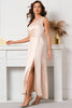 Load image into Gallery viewer, One Shoulder Satin Prom Dress with Slit