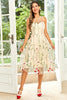 Load image into Gallery viewer, Jewel Neck Light Khaki Vintage Dress with Embroidery