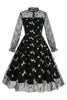 Load image into Gallery viewer, A Line High Neck Black Vintage Dress with Lace