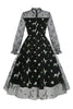 Load image into Gallery viewer, A Line High Neck Black Vintage Dress with Lace