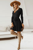 Long Sleeves Sweater Casual Dress with Ruffles