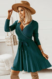 Long Sleeves Sweater Casual Dress with Ruffles
