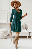 Long Sleeves Sweater Casual Dress with Ruffles
