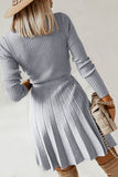 Long Sleeves Sweater Casual Dress with Ruffles