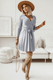 Long Sleeves Sweater Casual Dress with Ruffles