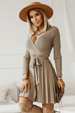 Long Sleeves Sweater Casual Dress with Ruffles