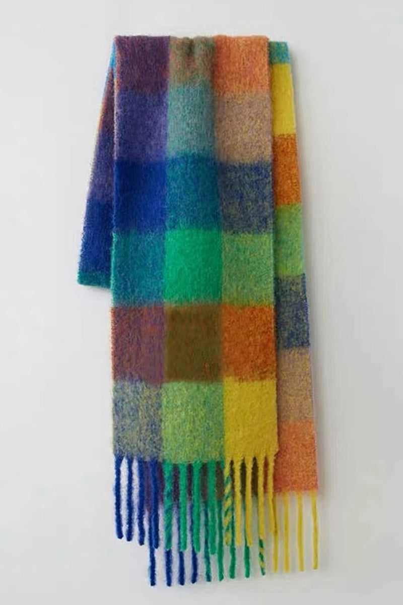 Load image into Gallery viewer, Yellow Coffee Faux Cashmere Plaid Scarf