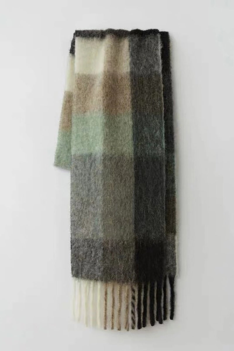 Load image into Gallery viewer, Yellow Coffee Faux Cashmere Plaid Scarf