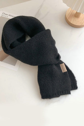 Black Solid Faux Cashmere Scarf