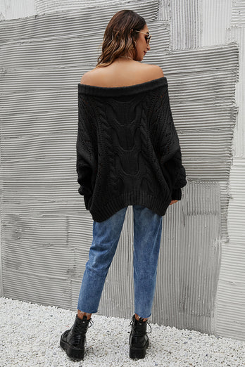Off the Shoulder Loose Knitted Sweater
