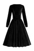 Load image into Gallery viewer, Black Long Sleeves Velvet Vintage Dress