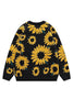 Load image into Gallery viewer, Round Neck Black Chrysanthemum Sweater