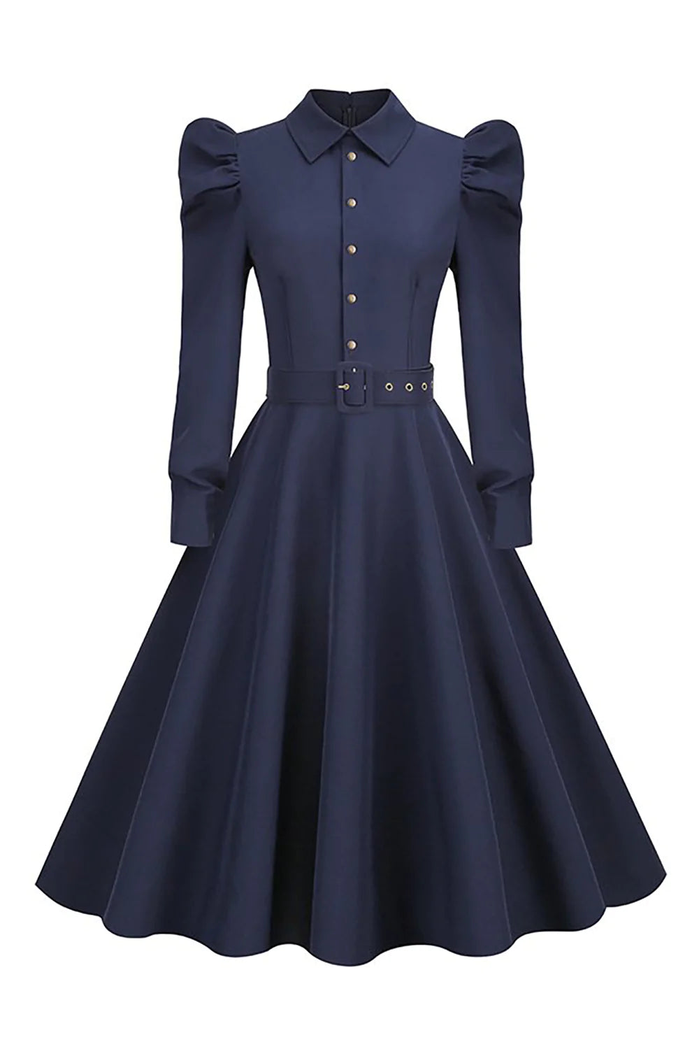 Long Sleeves Navy Vintage Dress