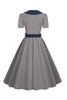 Load image into Gallery viewer, Peter Pan Collar Grey 1950s Dress with Belt
