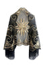 Load image into Gallery viewer, Black Golden Sequined 1920s Cape With Fringes