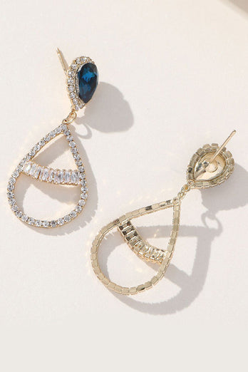 Royal Blue Beaded Prom Earrings