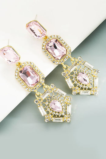 Light Pink Rhinestones Beaded Earrings
