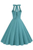 Load image into Gallery viewer, Retro Style Halter Neck Green 1950s Dress with Button