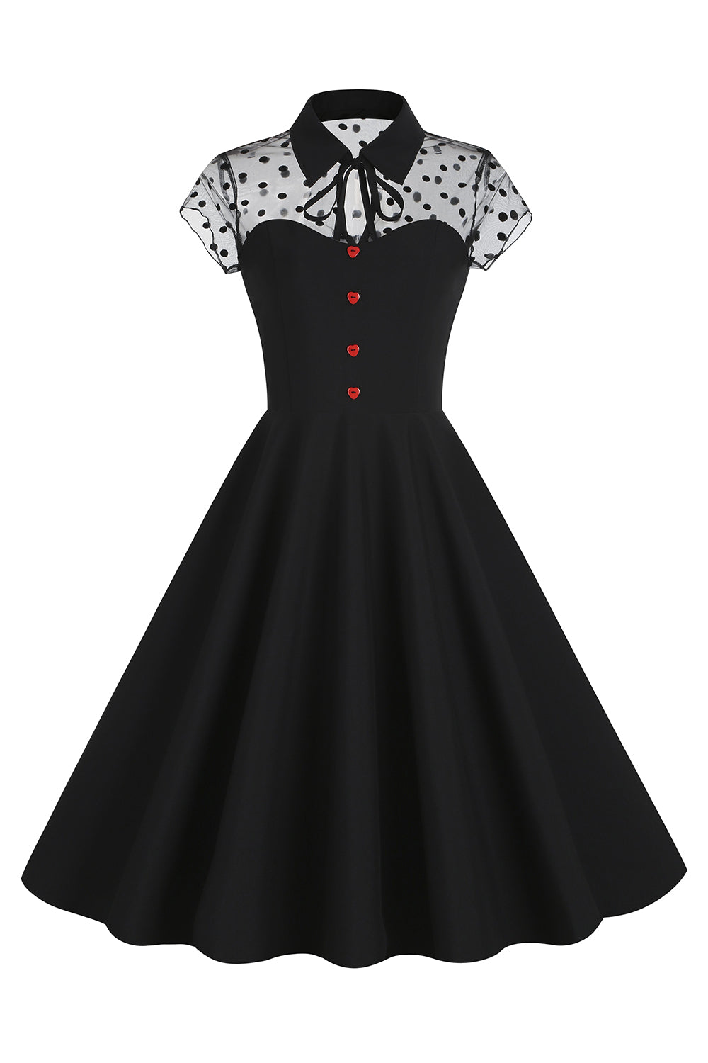 Zapaka Women Black Vintage Dress Hepburn Style 1950s Dress with Short ...