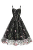 Load image into Gallery viewer, A Line Black 1950s Dress with Embroidery