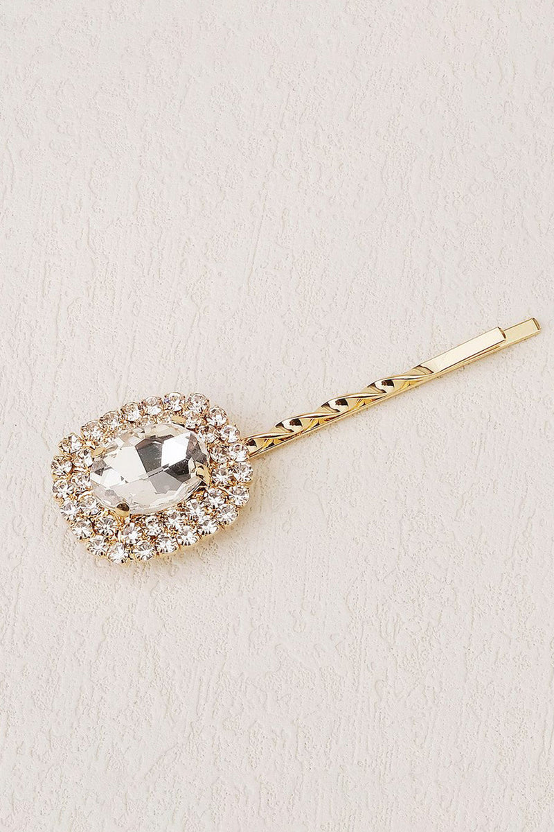 Load image into Gallery viewer, Golden Rhinestones Hair Clip