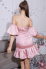 Load image into Gallery viewer, Cut Out Pink Short Cocktail Dress with Ruffles