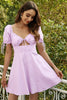 Load image into Gallery viewer, A Line Sweetheart Light Purple Graduation Dress with Keyhole