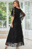 Load image into Gallery viewer, Black Batwing Sleeves Lace Wedding Guest Dress