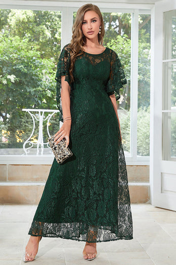 Black Batwing Sleeves Lace Wedding Guest Dress