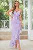 Load image into Gallery viewer, Purple Dots Asymmetrical Wedding Guest Dress