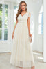 Load image into Gallery viewer, Apricot Lace Long Wedding Guest Dress with Bowknot
