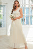 Load image into Gallery viewer, Apricot Lace Long Wedding Guest Dress with Bowknot