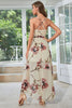 Load image into Gallery viewer, Apricot Floral Long Chiffon Wedding Guest Dress