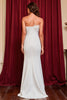 Load image into Gallery viewer, White Satin Feathers Prom Dress with Slit
